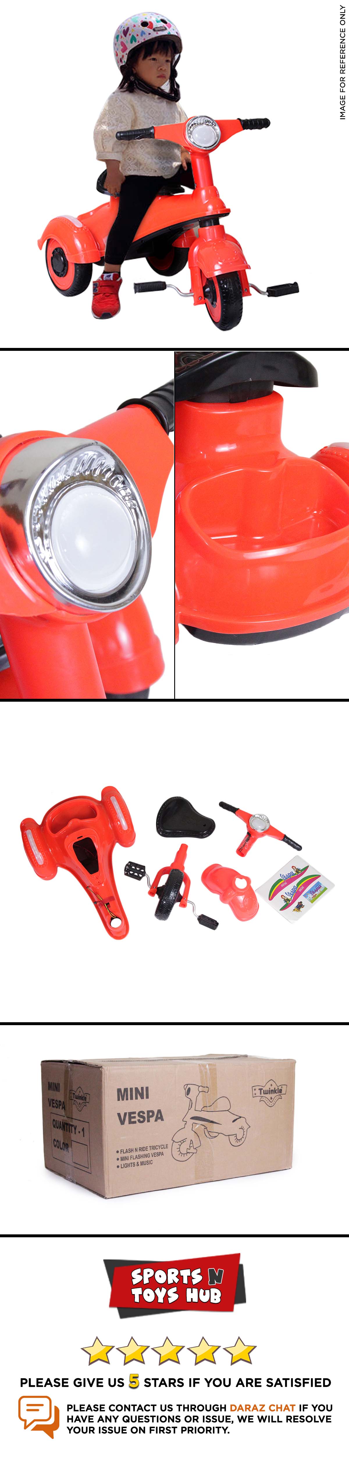 Twinkle Mini Vespa Tricycle With Lights Music For Kids, Baba Boy