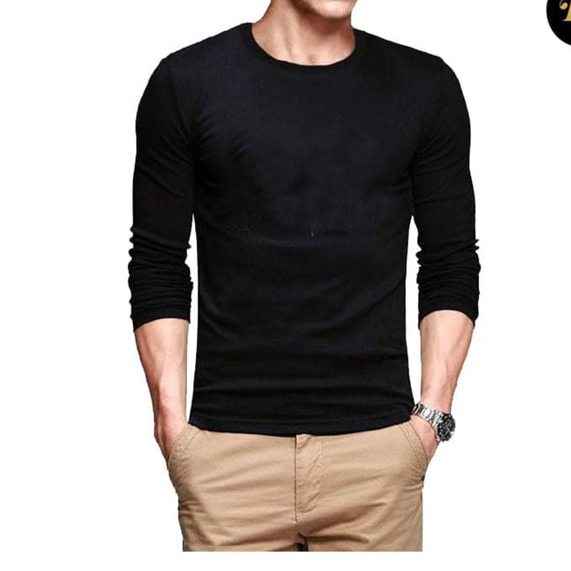 Black Full Sleeves Summer Cotton T-Shirt for Men and Boys
