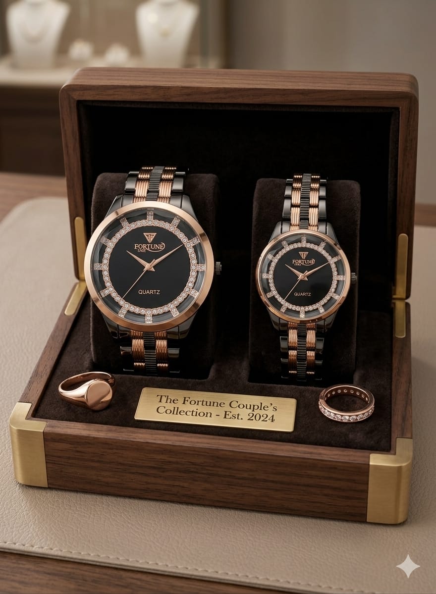 Couple Watches Set for Lovers 2 Pcs Two Tone Quartz Wristwatches for Men And Women