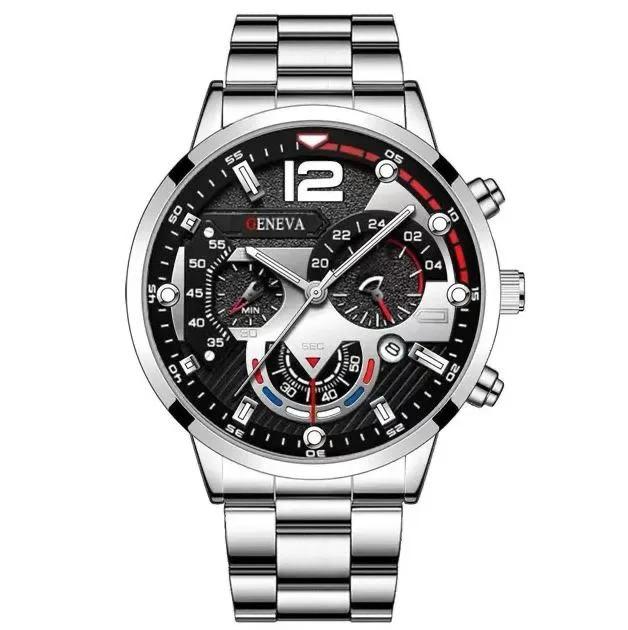 Sports Fashion Quartz Stainless Steel Chrono Waterproof Casual Watch for Men
