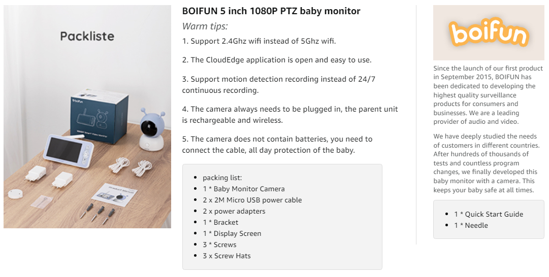 Boifun Baby Monitor