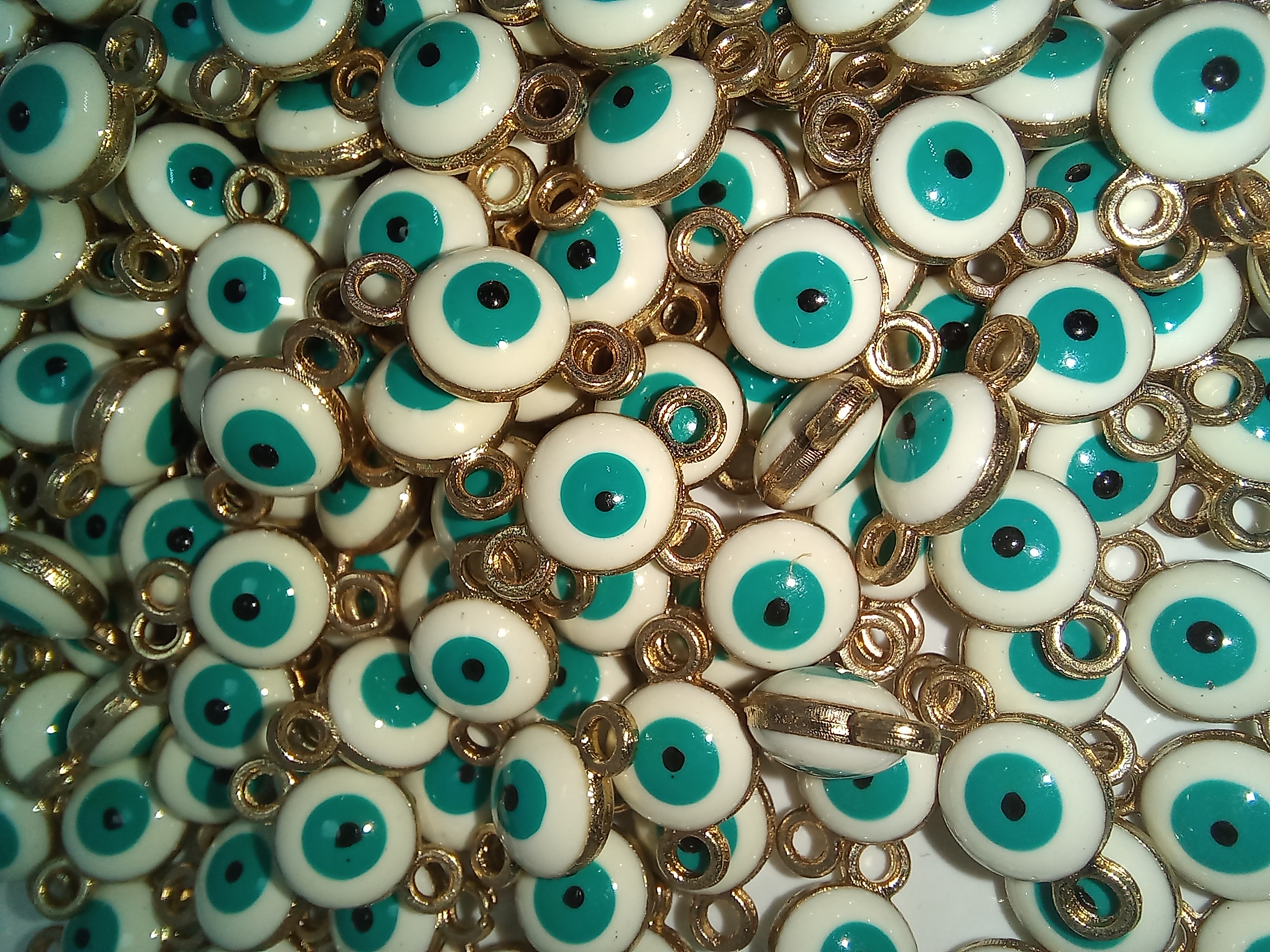 Metal Evil Eye Beads/Charms, About 10mm, (12pcs) DIY Making Necklace Bracelet & Jewelry Supplies.