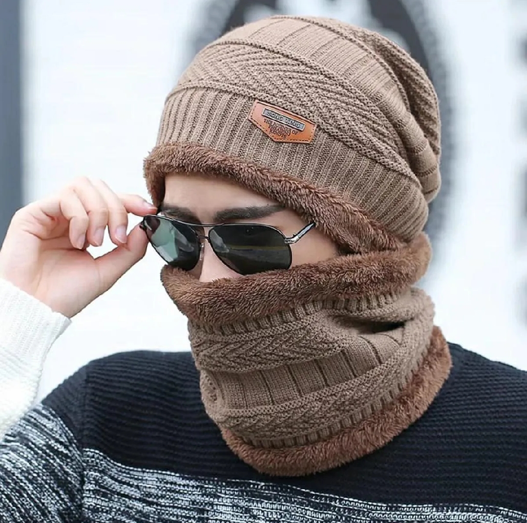 Winter Beanie Cap and Neck Warmer Full Set – Soft Woolen Hat & Muffler for Men & Women – Ideal for Cold Weather Protection PROMISE TO SELL