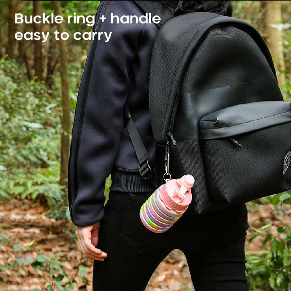 Bicycle Foldable Water Bottle Leakproof Cycling Water Drink Bottle Creative Telescopic Portable Outdoor Drinkware Bottle 1-Pcs