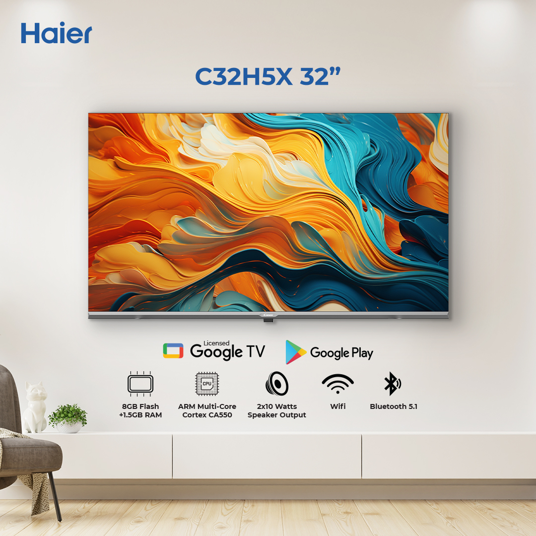Candy - The Italian Style by Haier 32 - C32H5X - Google TV - Bazel Less - DBX TV ( WIFI / Bluetooth / Google Play / Multi Pictures Mode / HD ) - Haier Warranty