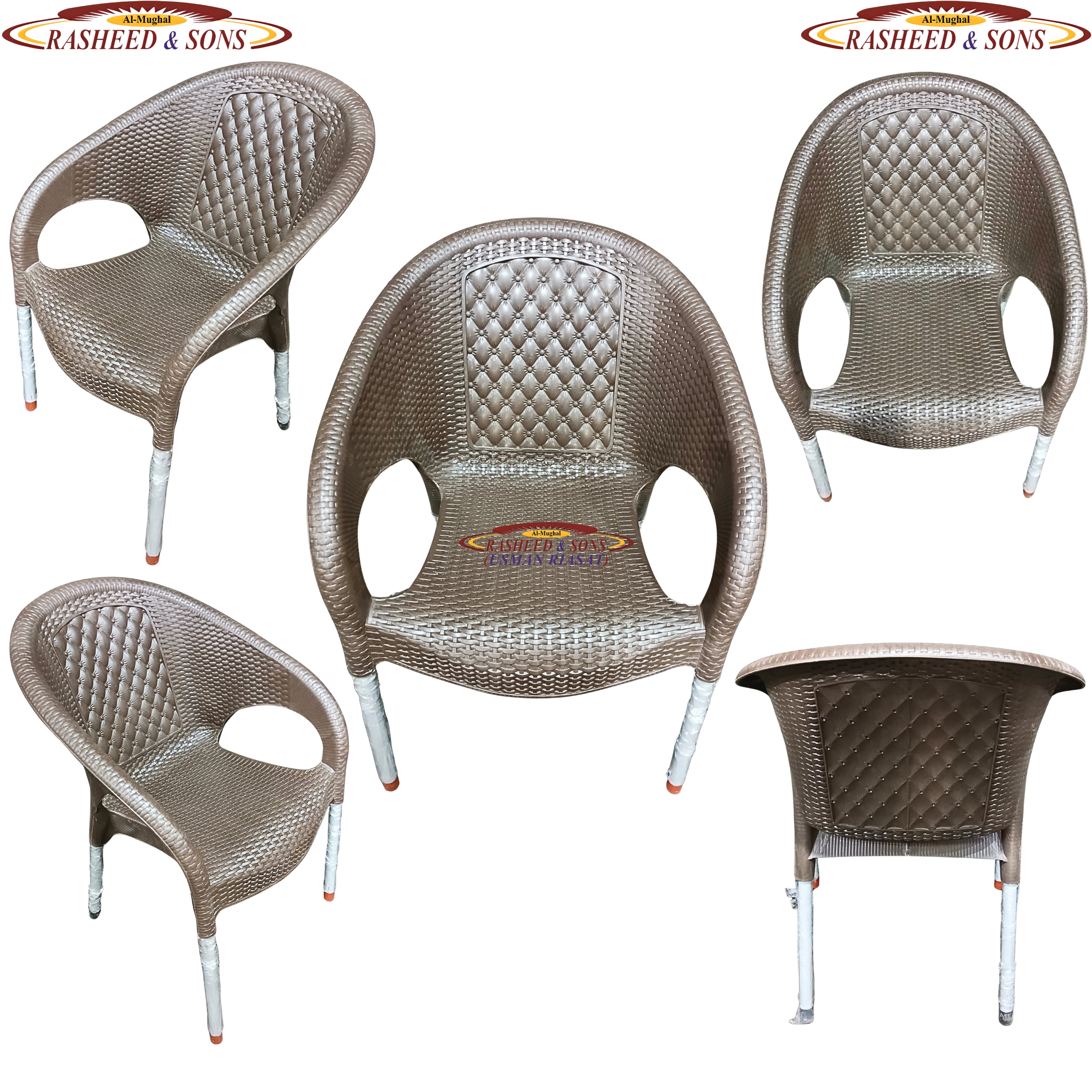 Plastic Chair Rattan Sofa Chair & Diamond Sofa Set – Brown & Dark Chocolate – Folding Table & Fix Table – Outdoor Garden Furniture – Rasheed & Sons Pakistan
