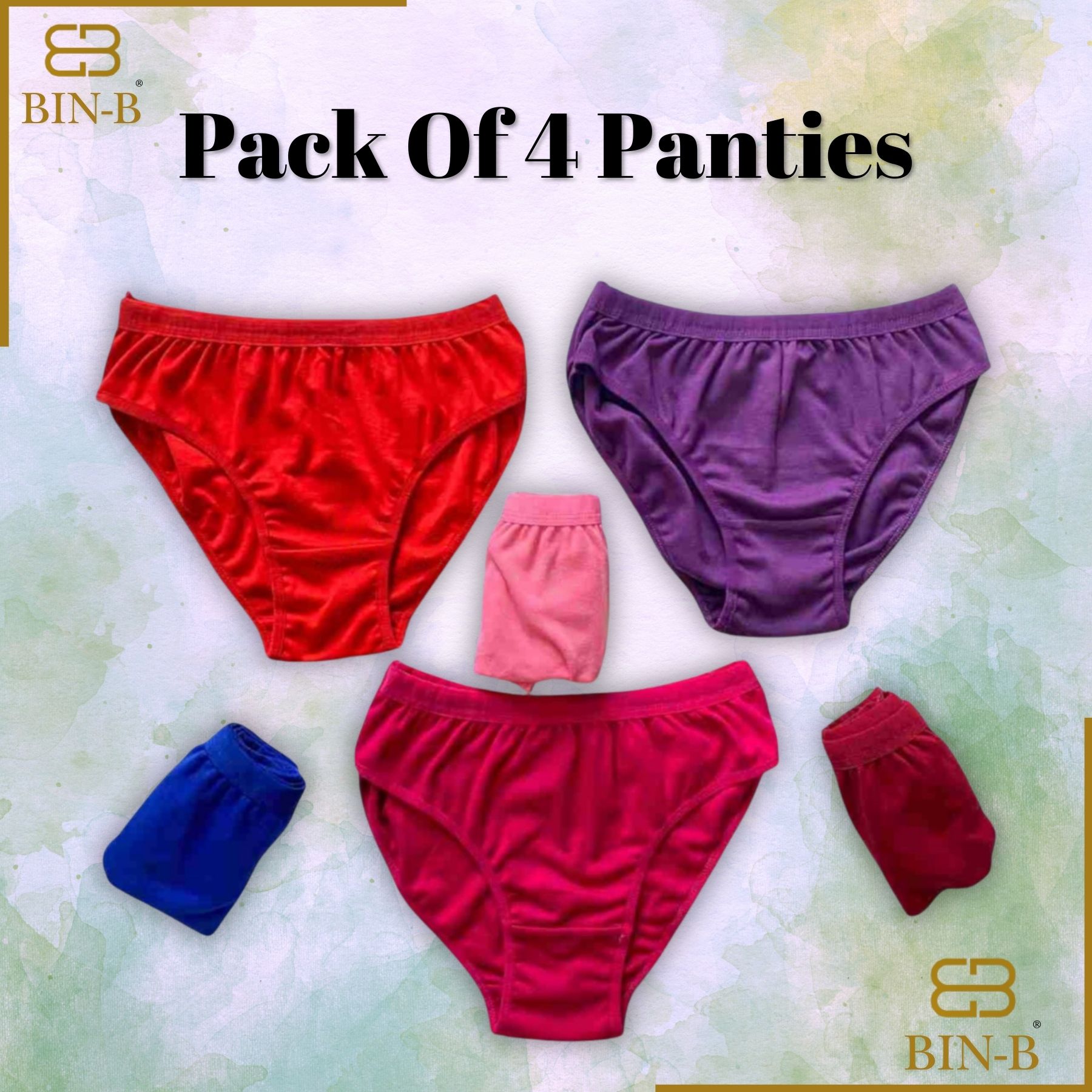 BIN-B Pack of 2 & 4 Underwear Panties for Girls Women| Soft Cotton Silk Panties for Girls| Black-Skin Color