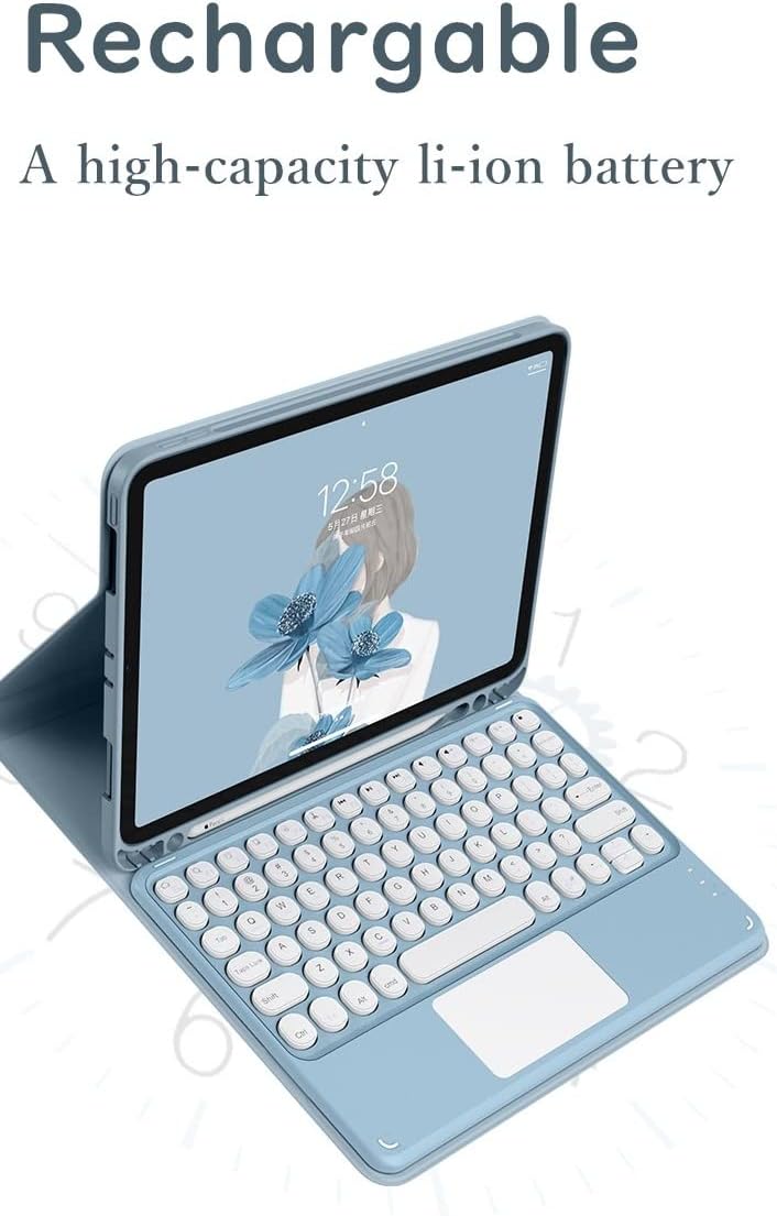New iPàd Pro 2022 12.9 inch Keyboard Case with Touchpad Cute Round Key