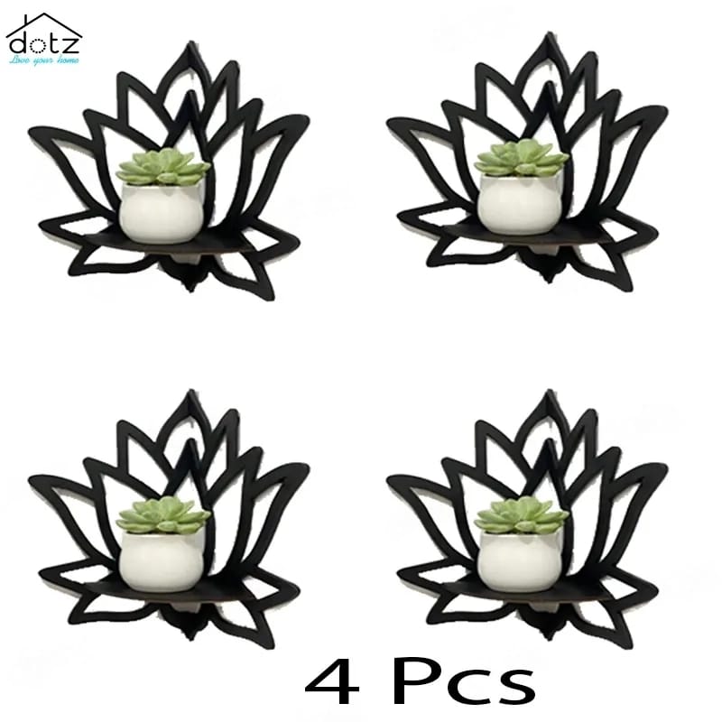 Lotus-Shaped Wooden Wall Shelf, Modern Home Decoration for Plants and Candles