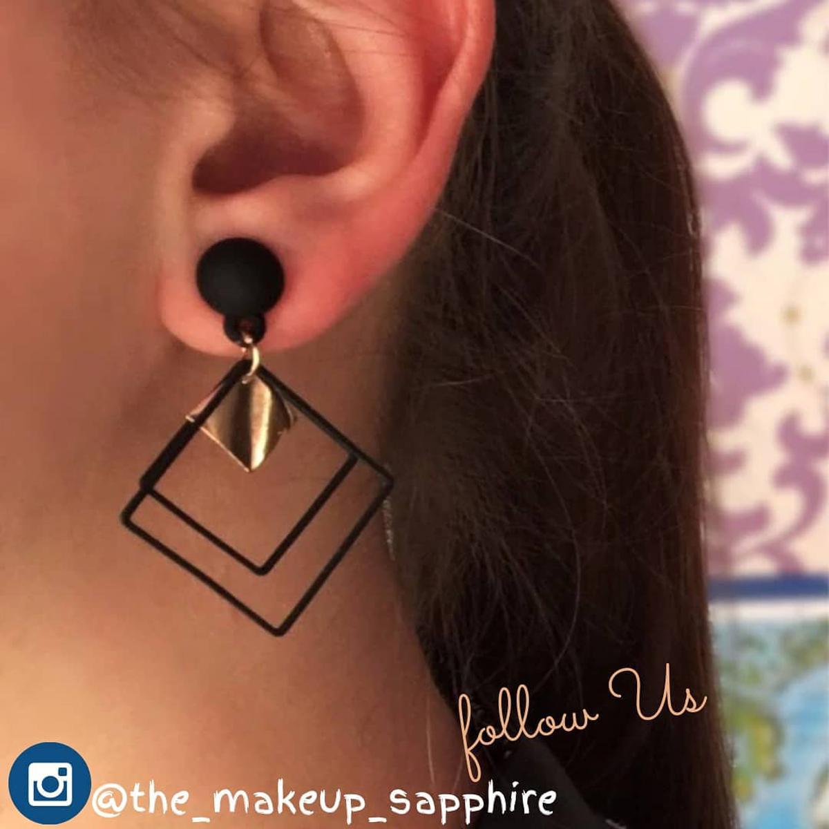 Korean Style Acrylic Earrings - Stylish earings for girls 2021- Beautiful Earrings for Girls in Black and Pinkish - Trendy Earrings 2021 - Square Shape