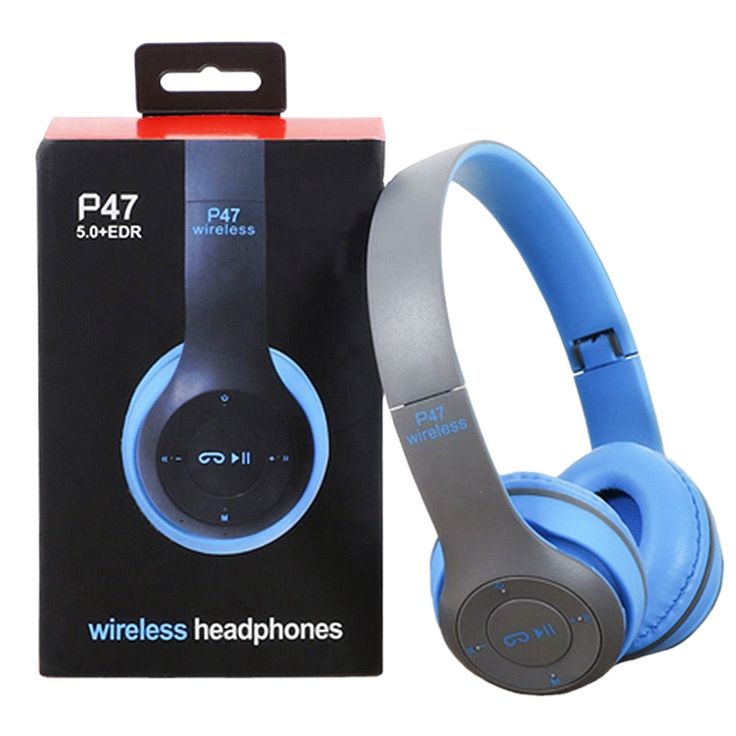 Original P47 Wireless Bluetooth Headphones | Foldable Stereo Over-Ear Headset | Rechargeable with Mic | FM Radio | TF Card Support | AUX Compatible