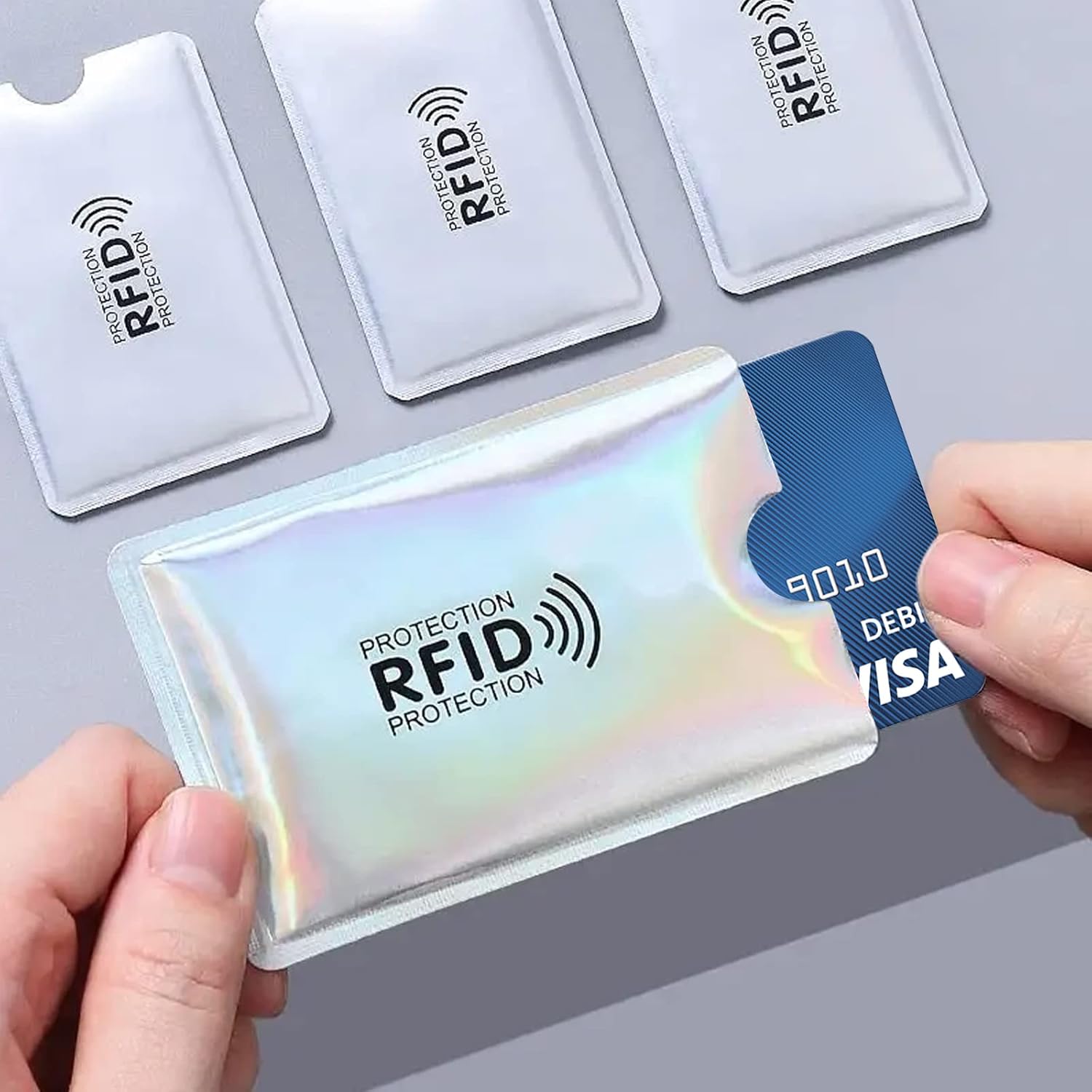 FANTZEI Premium Quality RFID Blocking Card Covers - Anti-Theft, NFC Shielded Aluminum Foil Wallets for ID & Credit Debit Cards