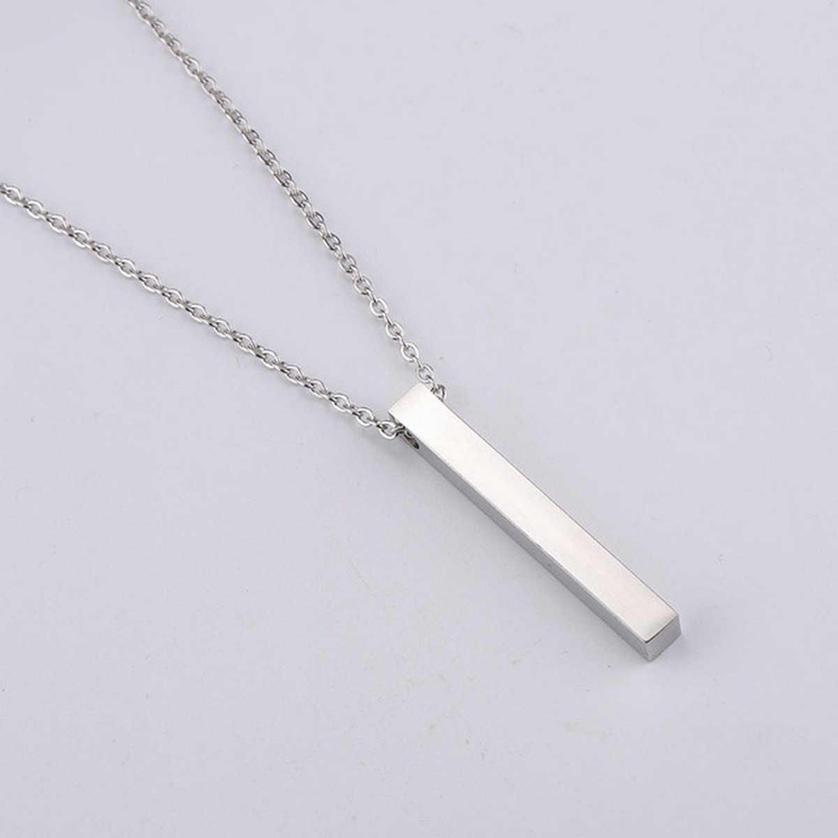 Silver Pure Stainless Steel Bar/Rectangular Chain Locket/Necklace/Pendant for Girls/Women