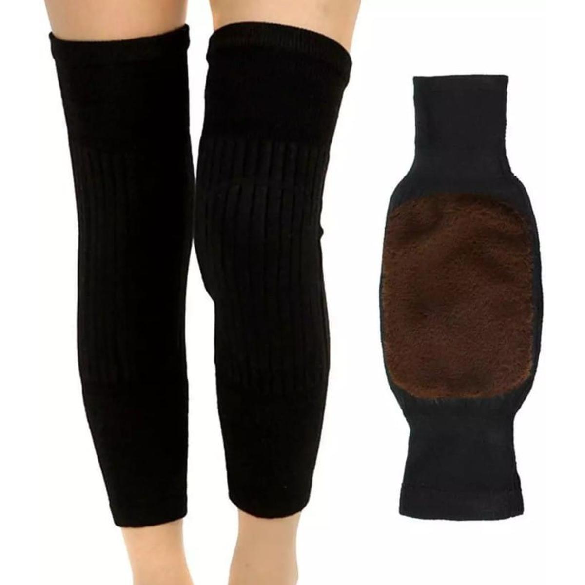 Woolen Blend Thermal Knee Warmers Fashion Women Solid Color Knee High Knitted Breathable Elastic Knees Sleeves for Winter Pleated Long Yoga Socks Leg Warmer Both Men And Women