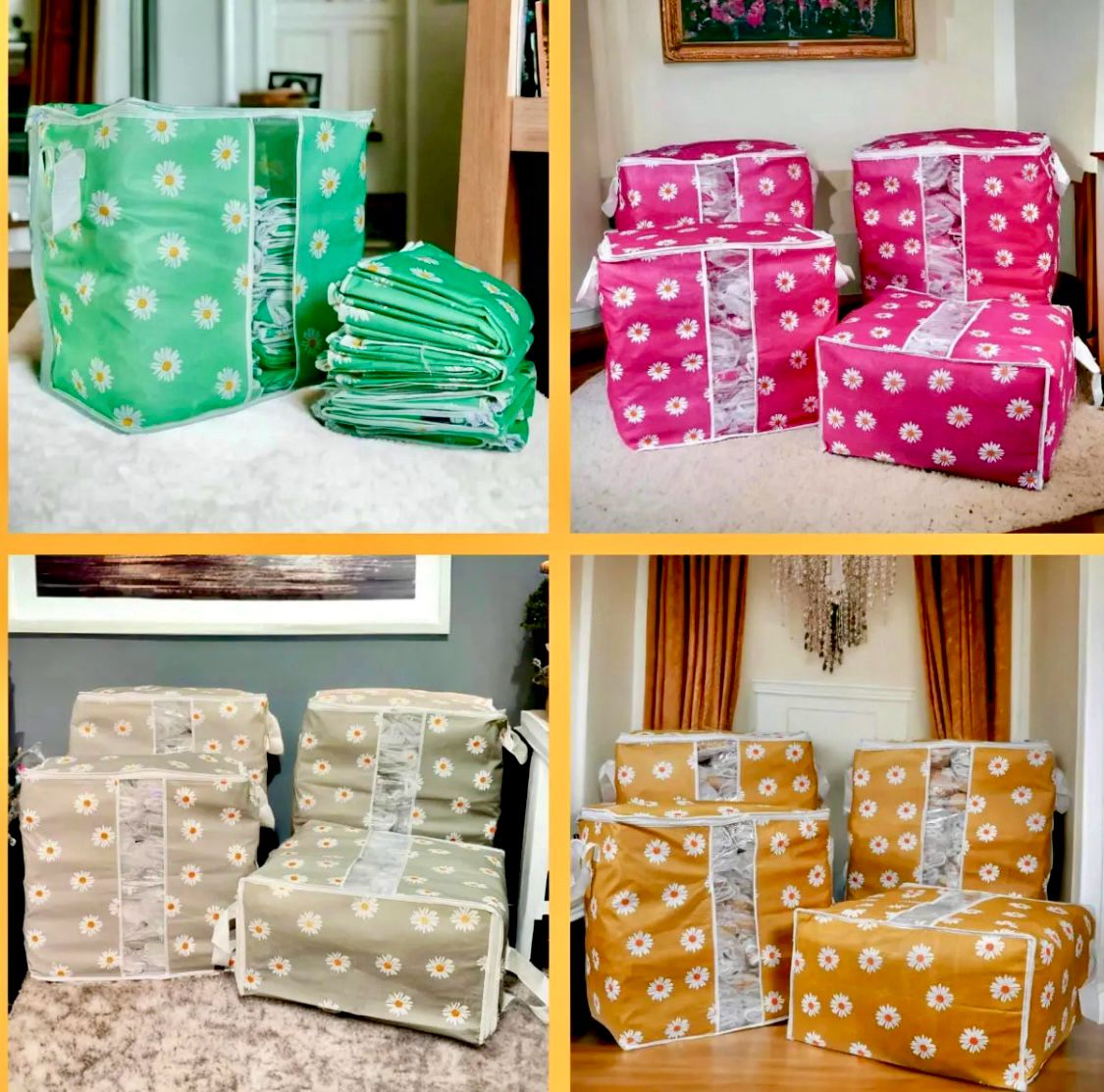 Foldable Storage Organizer Bag Transparent PVC Window Clothes Blanket Storage Bag Multiple Color