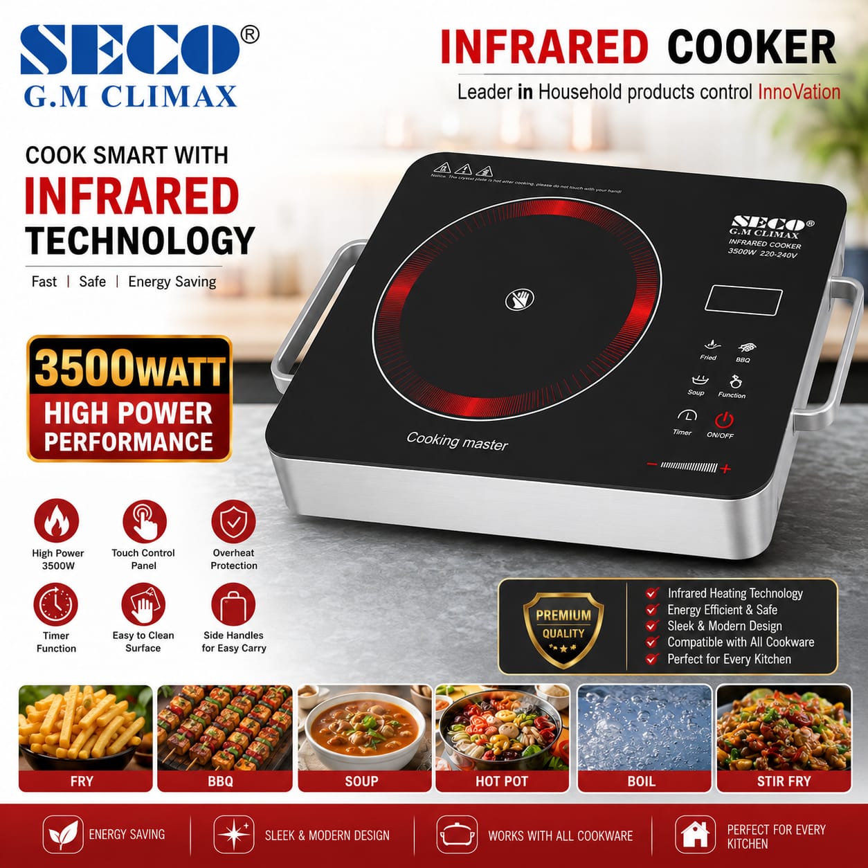 Electric Infrared Cooker - RAF Electric Hot Plate - Philips - Hot Plate - RAF TOP Hot Plate - Hotplate - Imported Electric Stove - Induction Cooker - Large Firepower 3500W Infrared Cooker - Simple Electric Stove - Household Electric Cooking Appliance