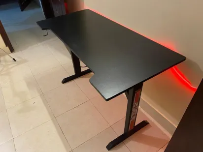 48 Inches Gaming Table With High Gloss Top LED Lights PC Gaming Desk Cyber 17, water proof