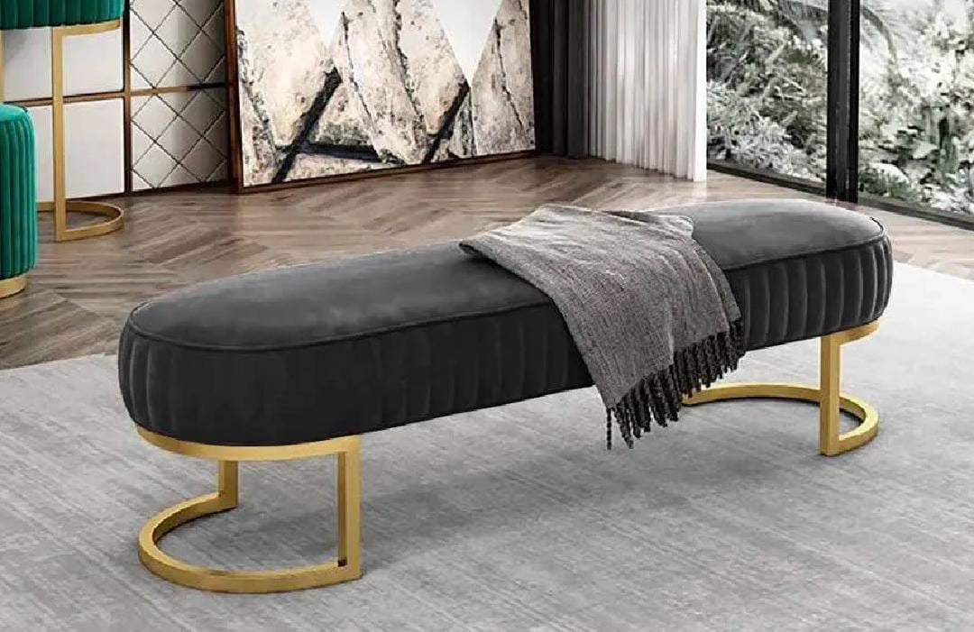 3 Seater Luxury sofa sitting Stool With Metal Stand- sofa Chair Stool customization