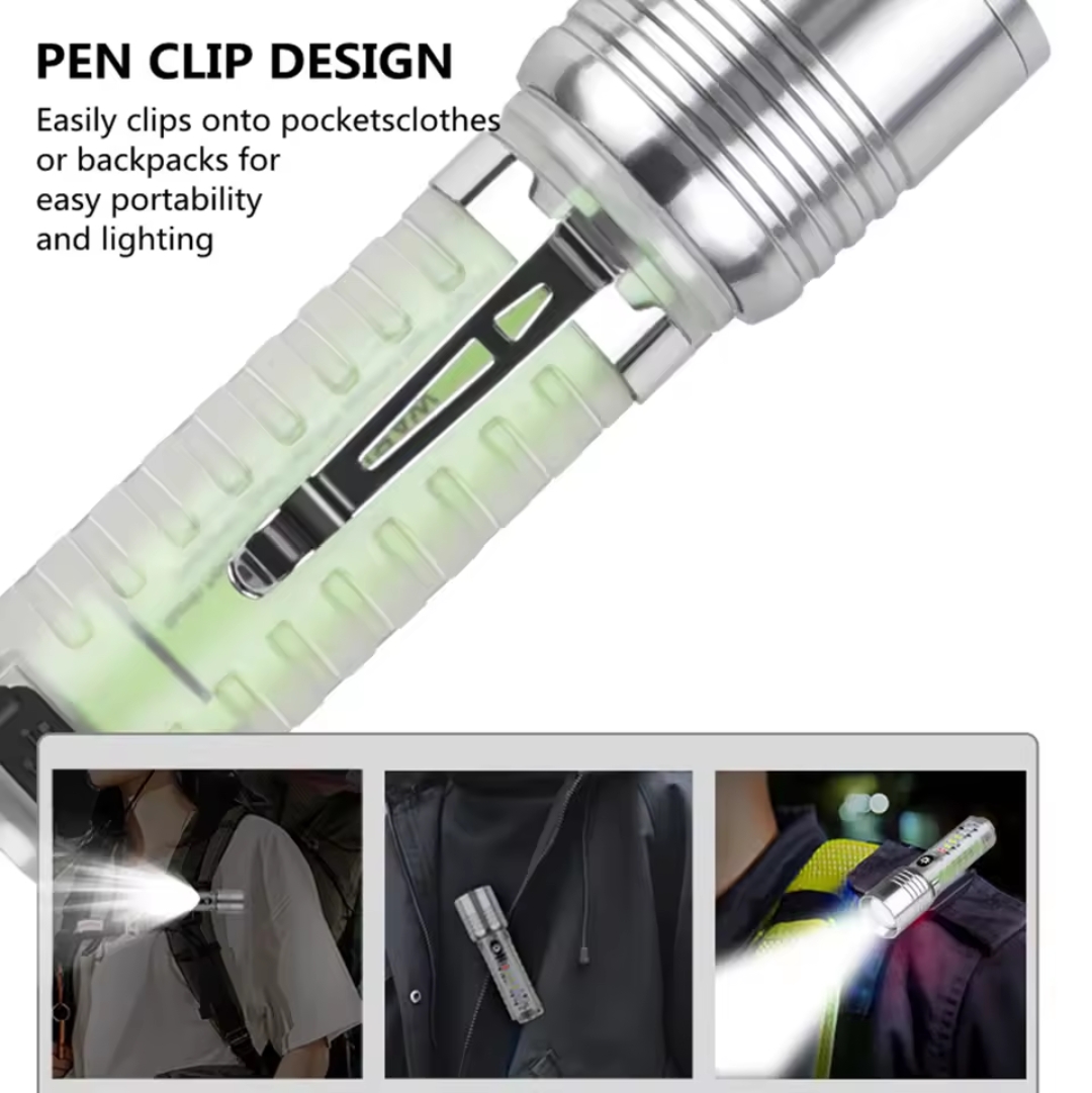 Multifunctional High Power Zoomable Flashlight Torches LED Super Bright Rechargeable High Lumens Long Range Flash Light 8 Modes Tactical Flashlight with Fluorescent Shell, Portable Hand Torch for Emergencies, Camping, Hiking