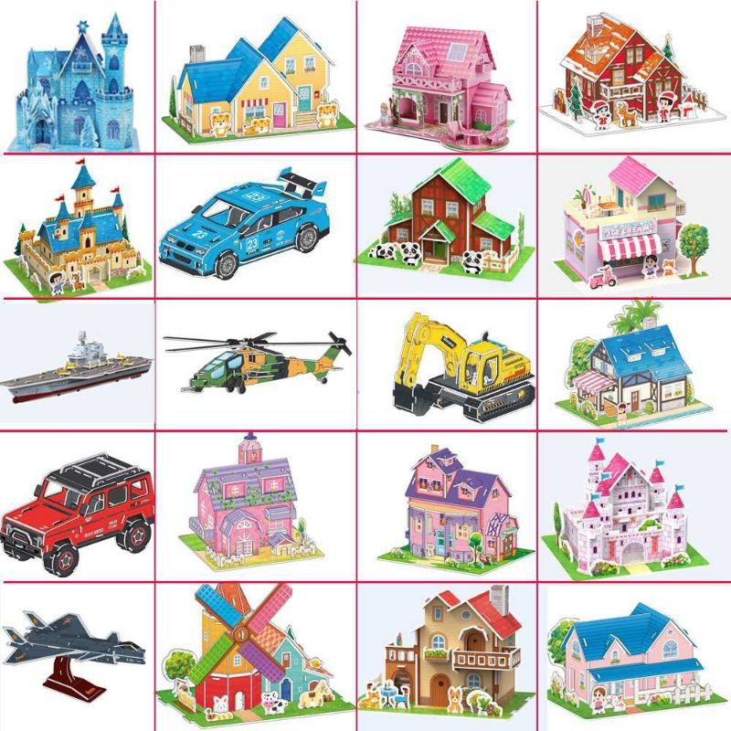 3D Puzzle Jigsaw Paper Model |3D House Building Puzzle | Learning Educational Toys For Children | Kid Gift 3D DIY Puzzle Citadel Model Cartoon House Assembling Toy Kid Early Learning