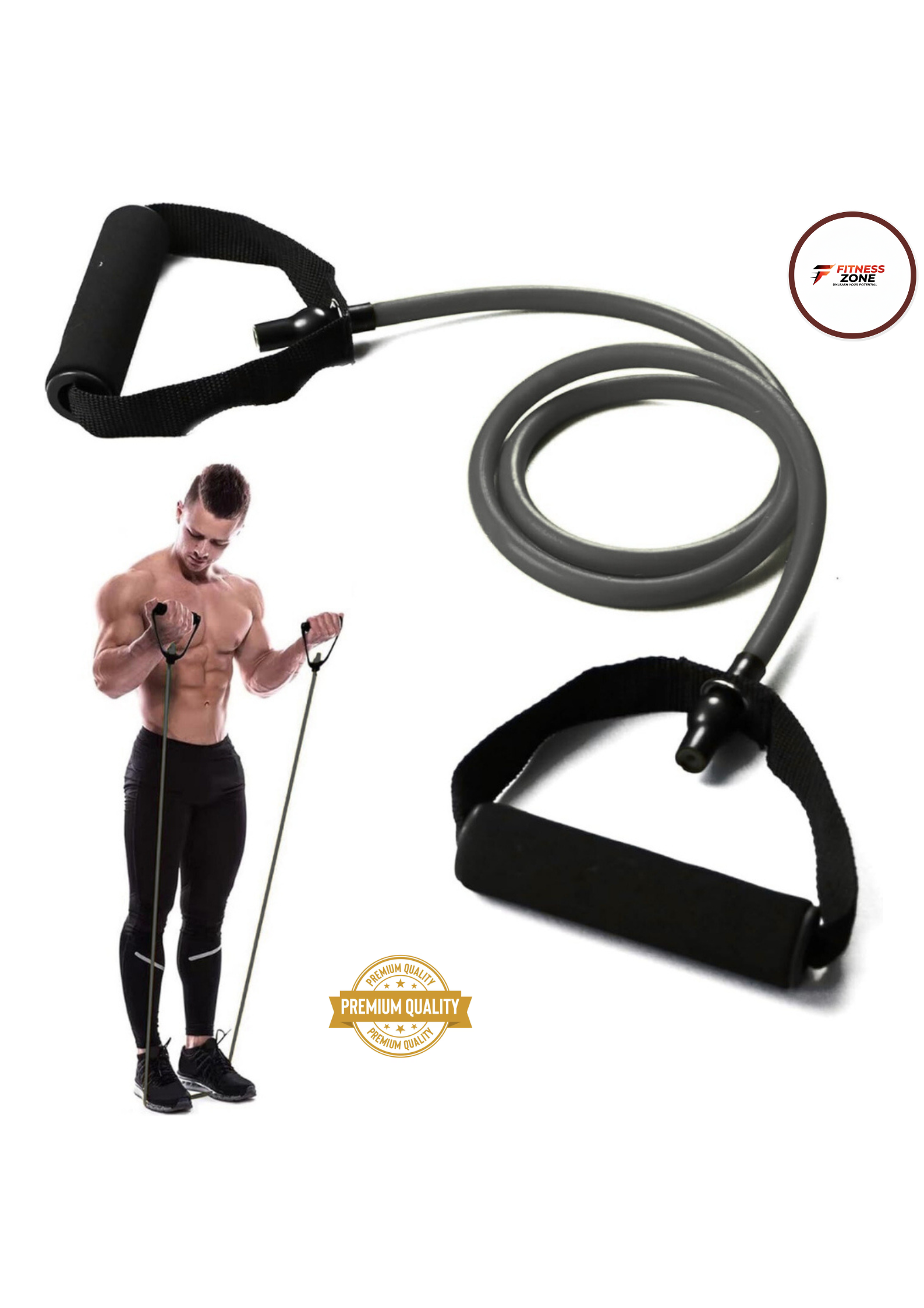 Resistance Band Tube with Handles – Latex Exercise Pull Rope for Men & Women | Light, Medium, Heavy | Home Gym, Arm, Chest, Back & Leg Workout | Door Anchor Compatible | Portable