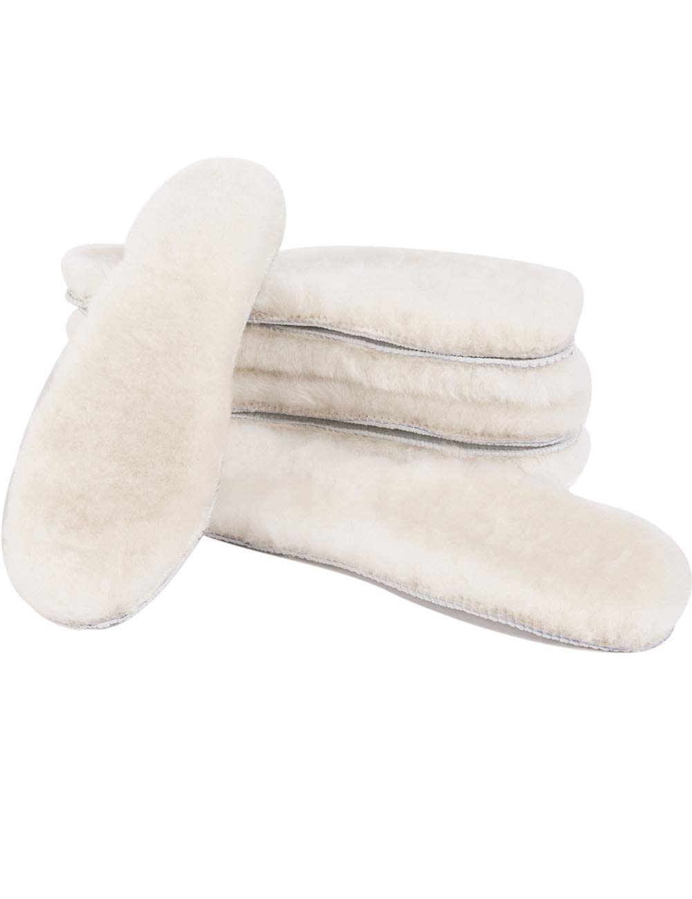 2 Pairs Wool Sheepskin Shoe Insoles for Women Men Winter Boots Cold Weather Cut to Size Keep Feet Warm Stay in Place Fluffy Shoes Replacement Comfortable Thick Insert Unisex with Size Chart