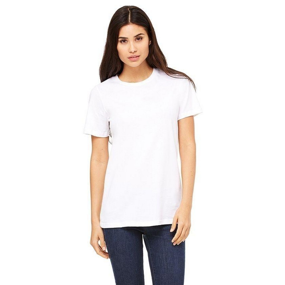 White Cotton Plain T-Shirt for Women 