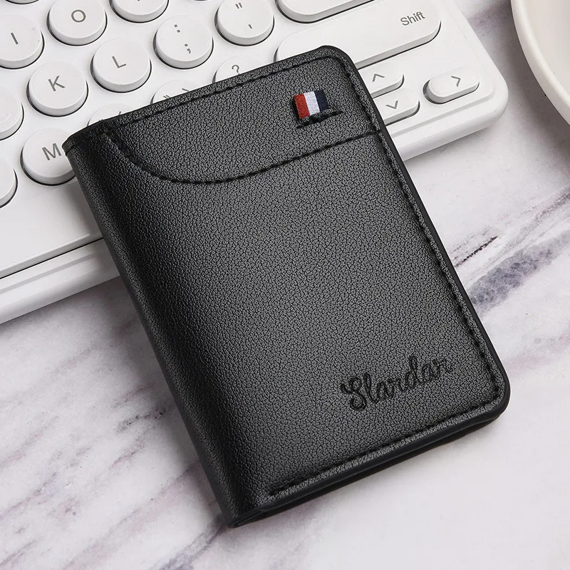 Premium Black Leather Wallet for Men Slim Bifold – Stylish Gents Wallet with Card Holder & Cash Compartments, Luxury Minimalist Design Mens Wallet, Durable PU Leather Purse for Men, Compact Lightweight Wallet for Daily Use, Elegant Black Vallet for Men