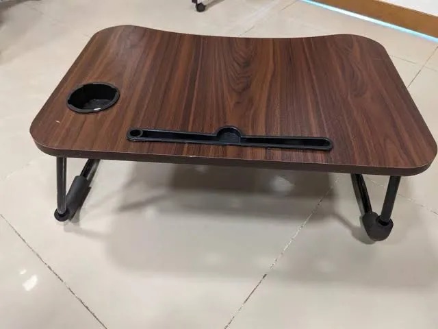 Wooden Gaming Laptop Table For Bed Foldable Stand Ergonomic Portable Drawing Notebook Reading Breakfast Serving With Inbuilt Tablet And Cup Hold Slots Couch Black Brown Beige. Floor Gaming Computer 0.75 Inches Thick Wood. High Quality Stand