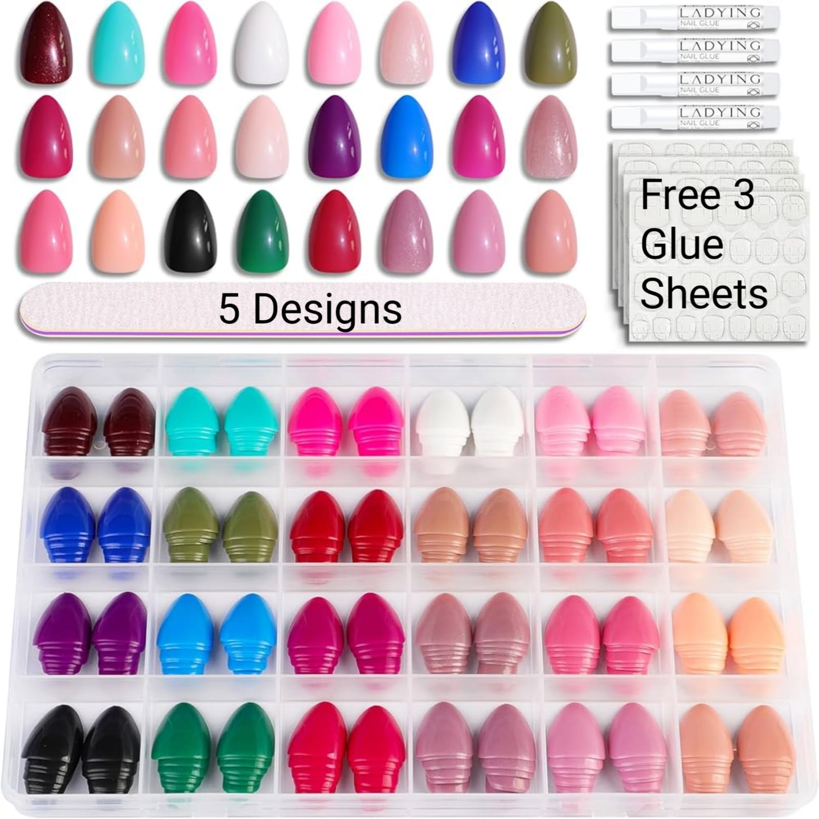 288pcs Nails For Girls With 3 Free Glue Sheets Glossy Coffin & Ballerina Shape Fake Nails ,Fashion Nail Art, and Easy At-Home Nail Makeover Acrylic Artificial For Women Teen nails For Girls Beautiful Nails