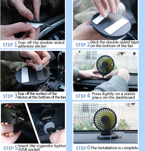 Car Fan F409 (USB 5V) and 12 Volt