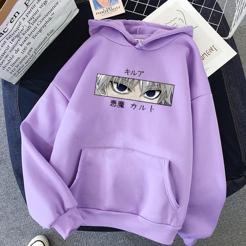 Mens Hoodies Hunter X Hunter Men Women Pullovers Hoodies Killua Zoldyck Devil Eye Print Anime Hoody Streetwear