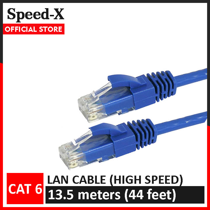 SpeedX LAN Cable 13.5 meters (44 feet) Cat 6 Ethernet Cable Fixed Connectors Internet Wire