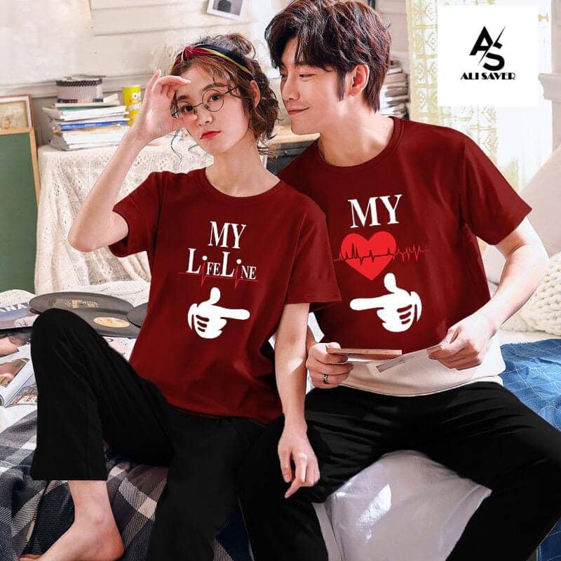 Couple Printed Night Suit For Women And Men