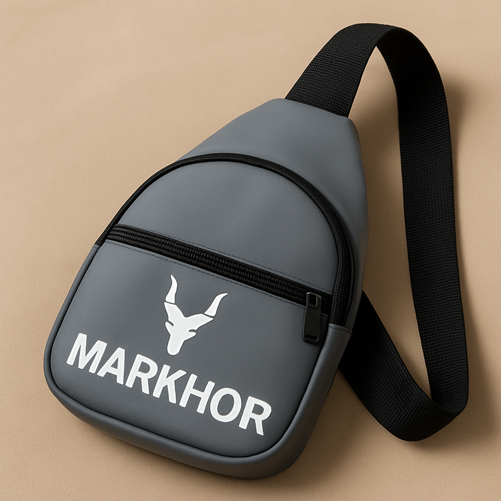 Markhor Logo Casual Nylon Crossbody Bag with Adjustable Strap