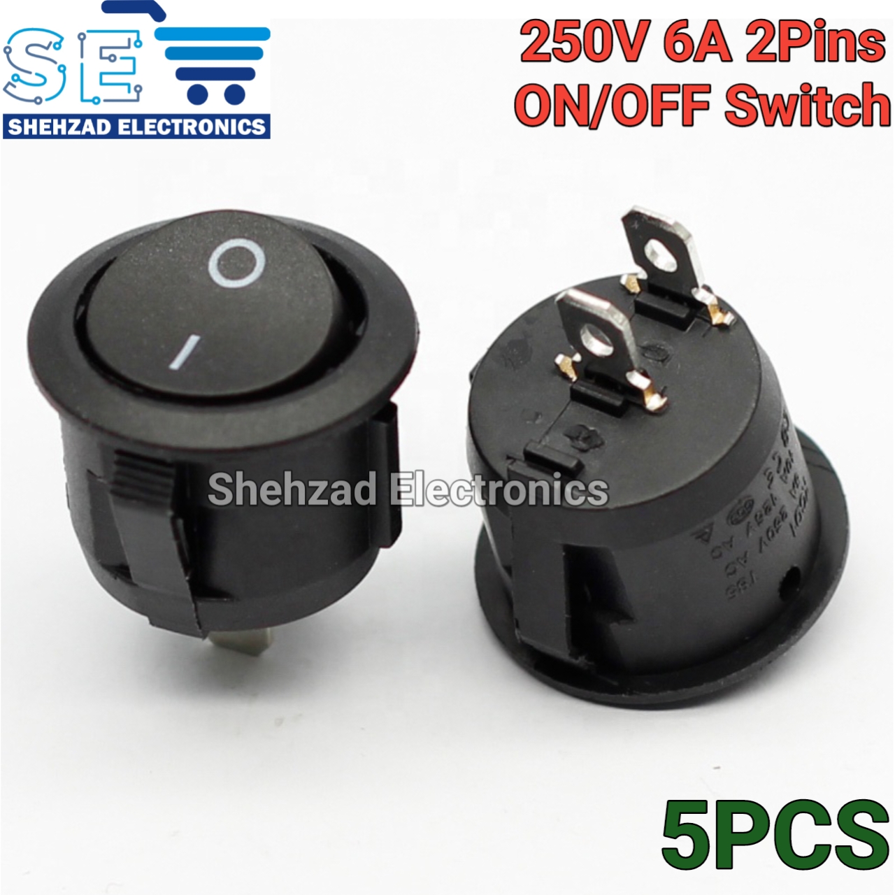 5/10PCS 2 Pin ON-OFF Rocker Switch AC/DC 250V 3A Round Boat Switches Mini Round Red