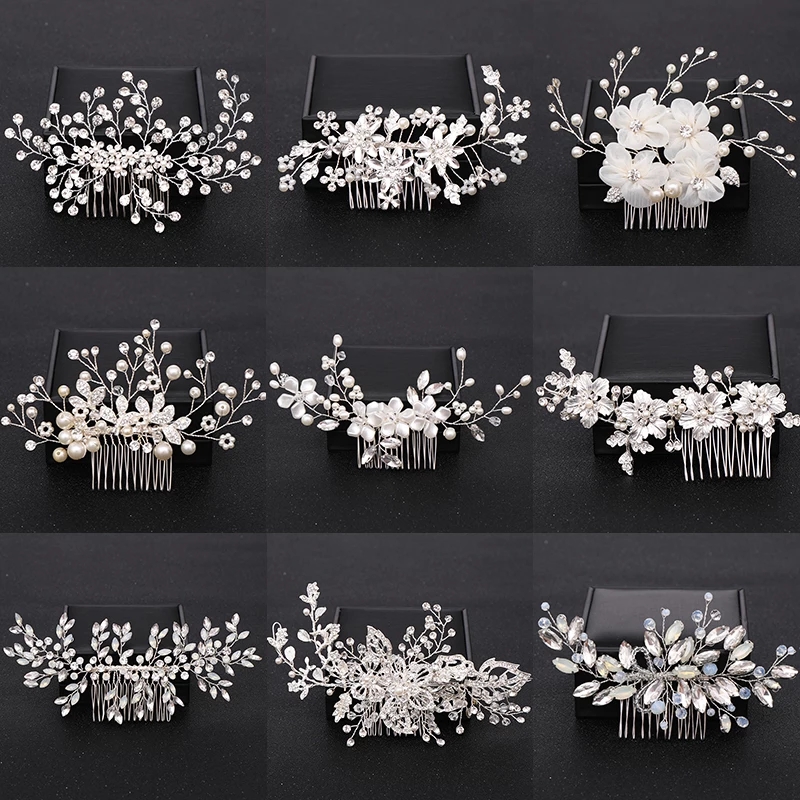 Beautiful Bridal Hair Accessories Crystal Hair Combs Wedding Hair Clips Hair Pins Women Leaves Jewelry Bride Headdress Ornaments