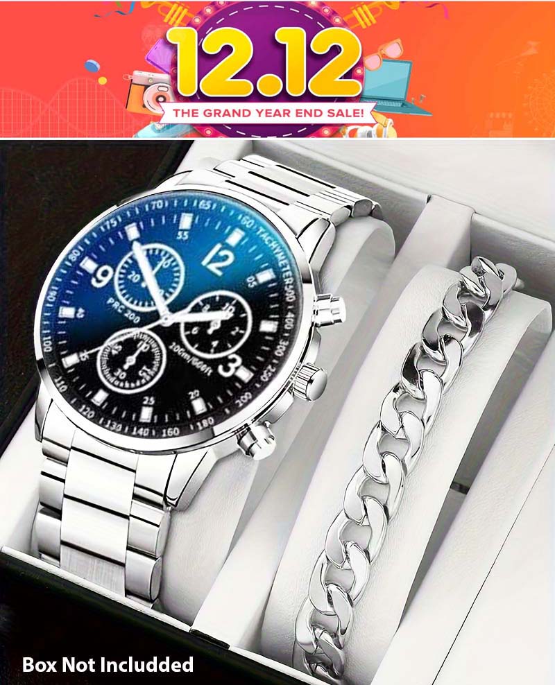 Fashion Mens Stainless Steel Watches Wristwatch Calendar Luminous Clock Men Business Casual Watch