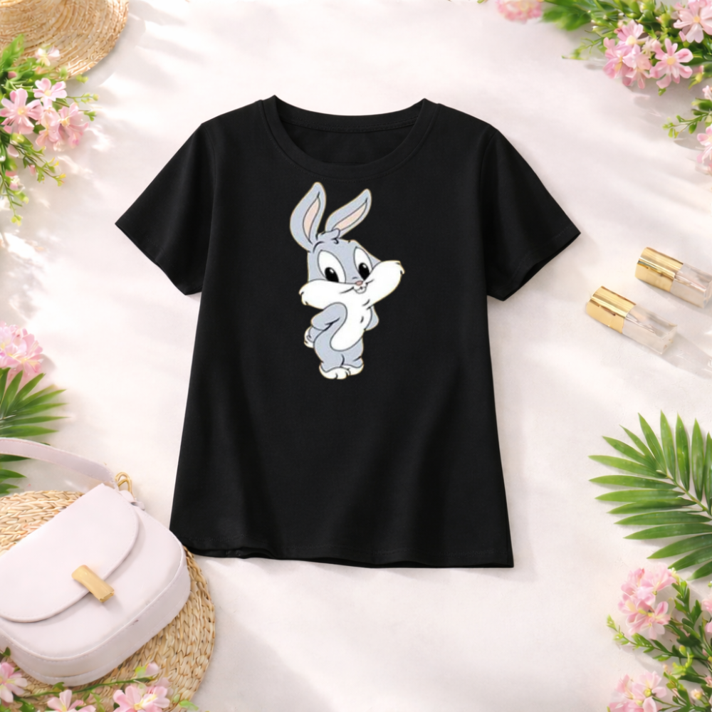 MK Garments -  Girls Cute Bunny Printed Top and T Shirt Half Sleeves Summer Cotton Casual T Shirt for Girls
