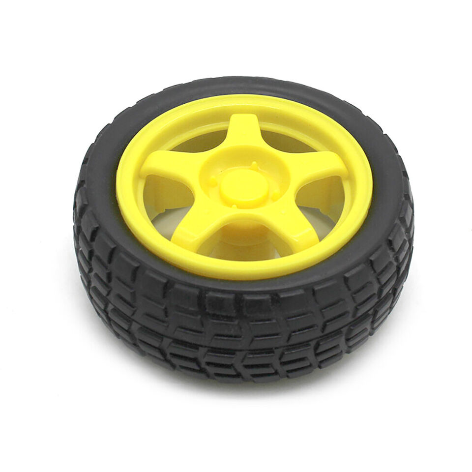 TT Motor Rubber Wheel 68mm x 26mm | DIY RC Car Robot Tyre | Plastic Rim Hub Geared Motor Wheel