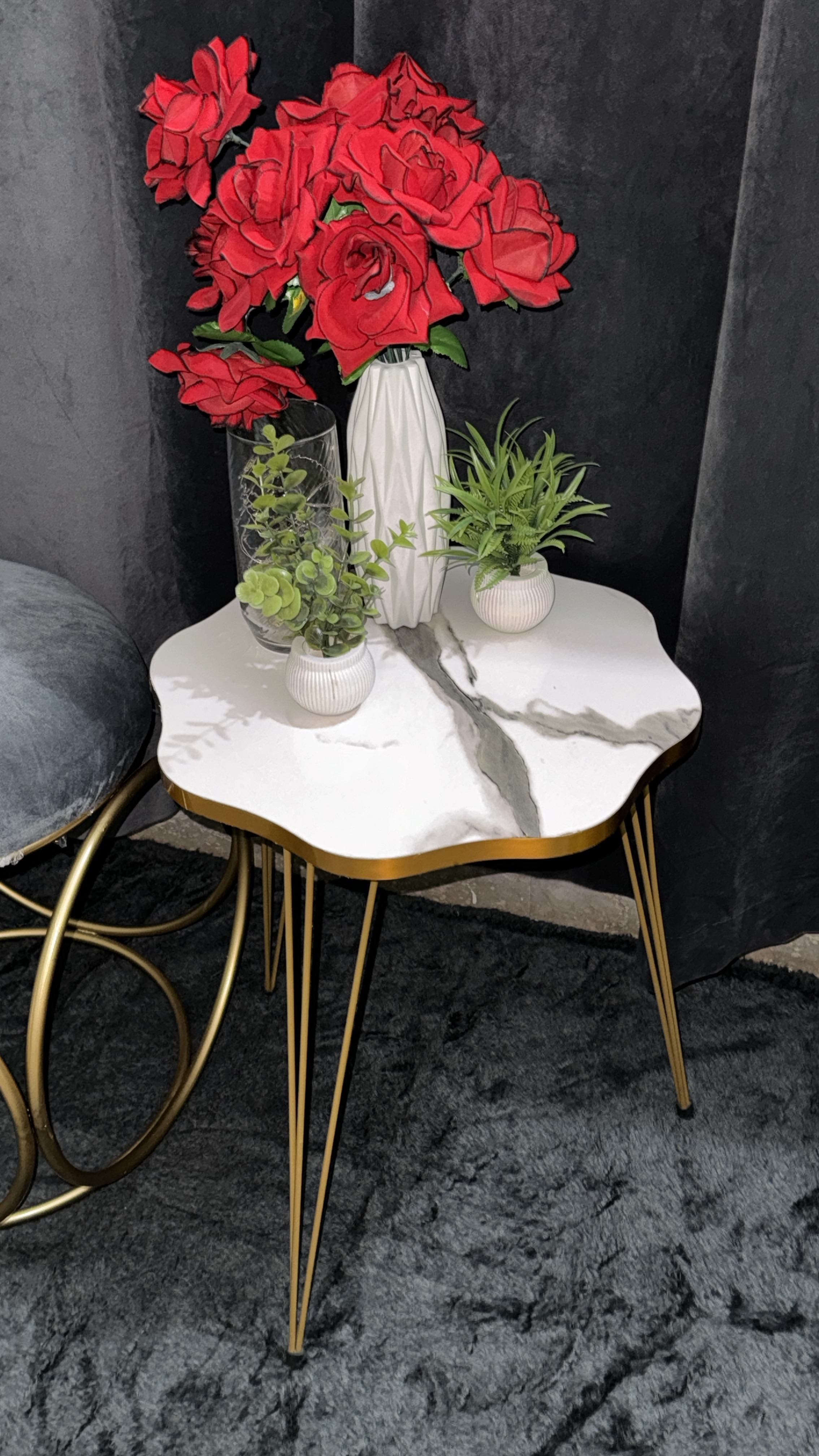 Mdf Wood Daisy Nesting Table With Metal Stand Set of 3 Round table Table Decoration coffee table Daisy coffee table dining table Nesting table set Side Table Coffee Table nesting table Decor - Set Of 3 Side Tables