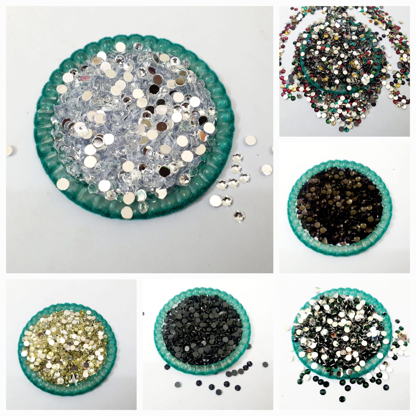 300 Plus Pcs Shiny Kundan Beads DIY Sewing Craft Sets Small Size 4mm Resins