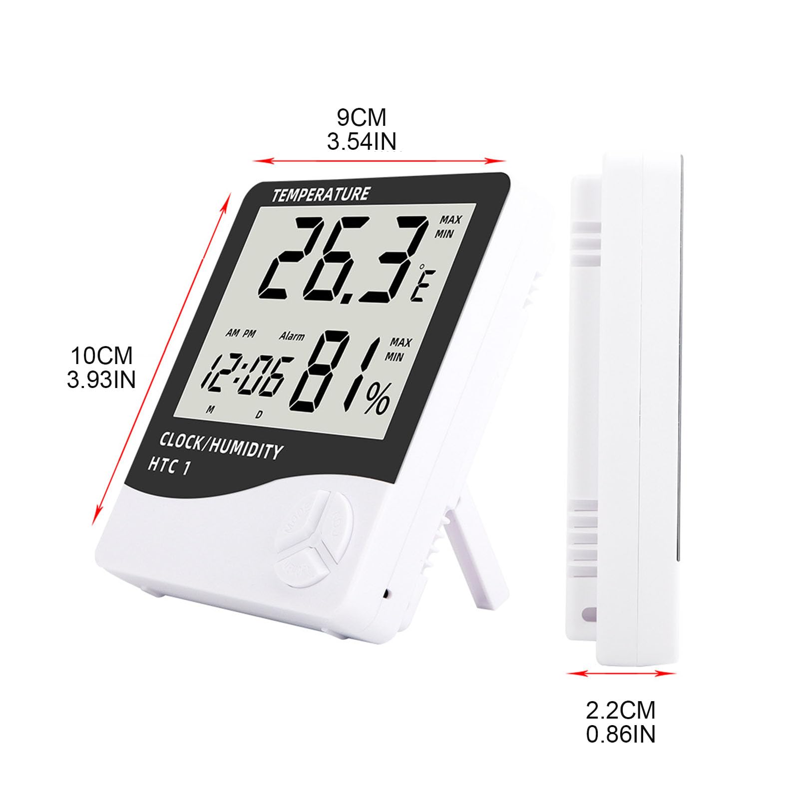 HTC-1 Electronic Temperature Humidity Meter, For Medical Indoor Room LCD Digital Thermometer Hygrometer Weather Station Alarm Clock