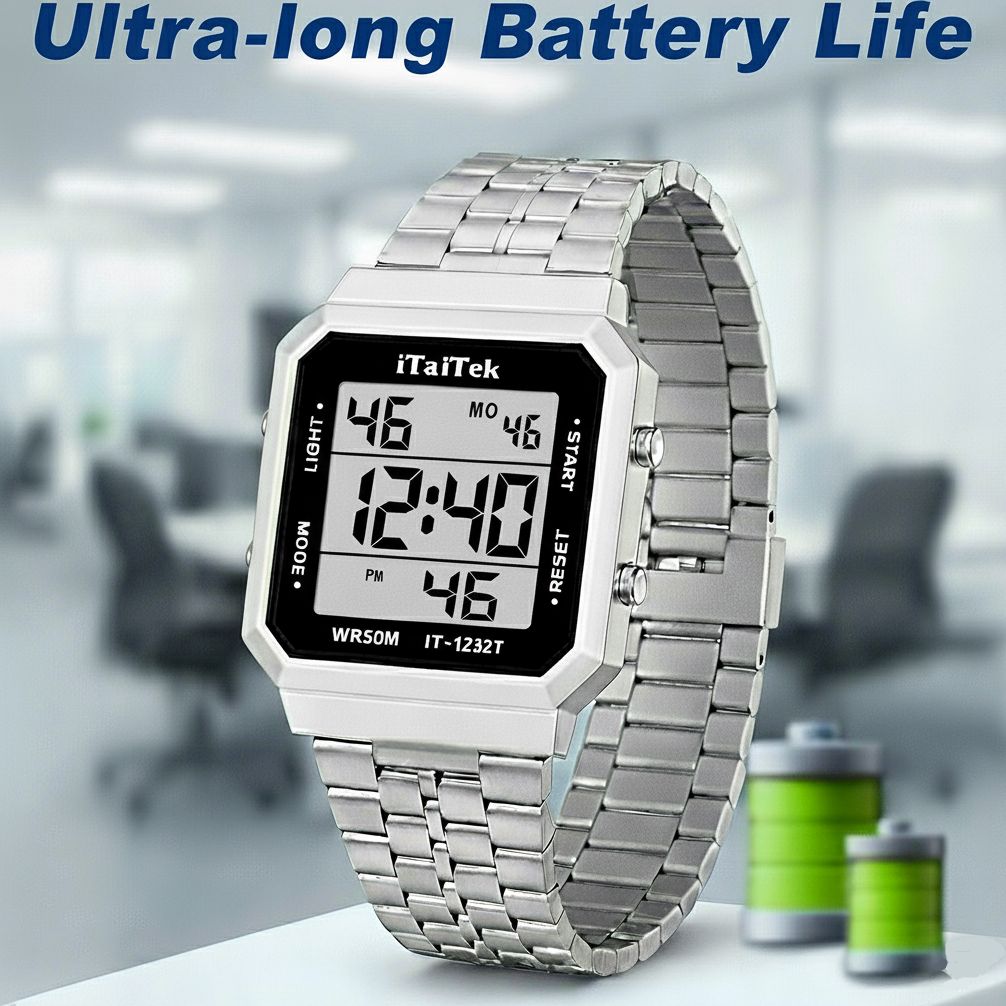 Classic Luxury Digital Watch for Men / Boys Stylish Pure Stainless Steel Watch | 100% Waterproof with LED Back light Digital Watch for Boys