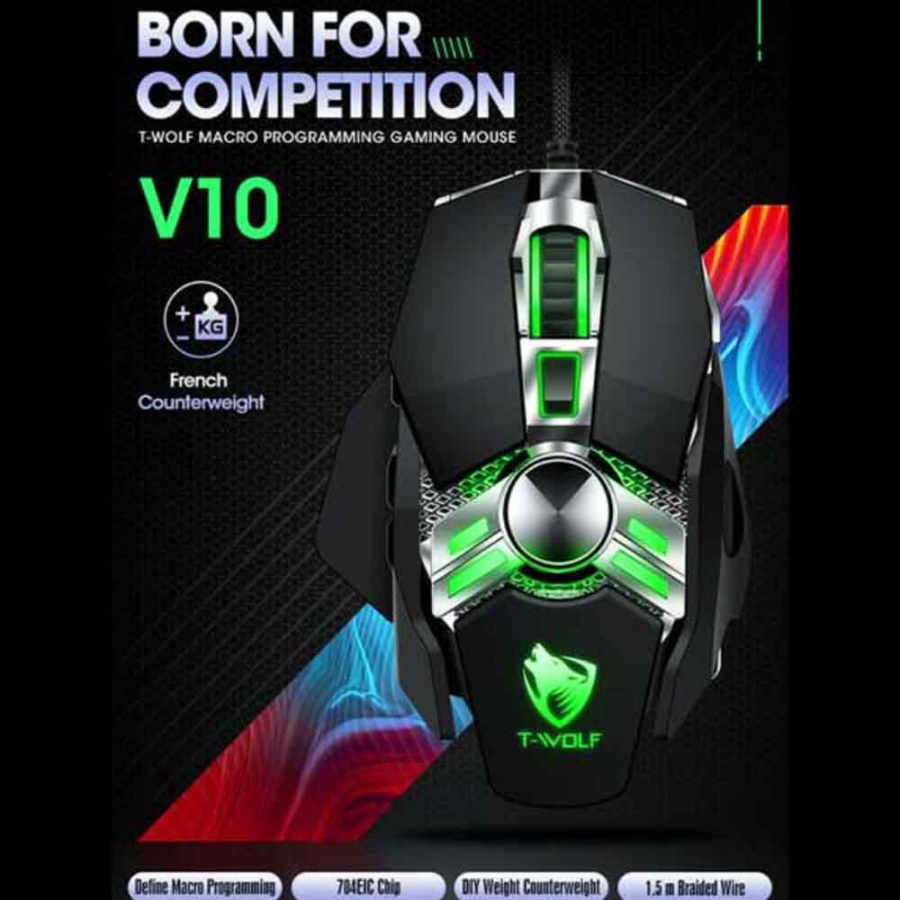 T wolf 7 COLOURS GAMING MOUSE 6 BUTTONS ((SAME AS SHOWN)) SALE PRICE