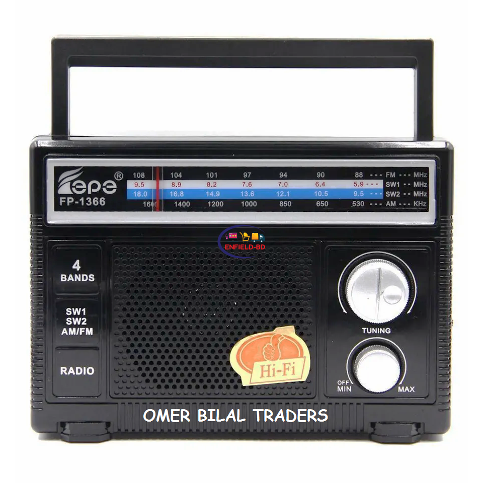 Portable 4 BAND AC/DC RADIO (AM/FM/SW1/SW2) Outdoor Radio Speaker Good Signals and Strong Reception