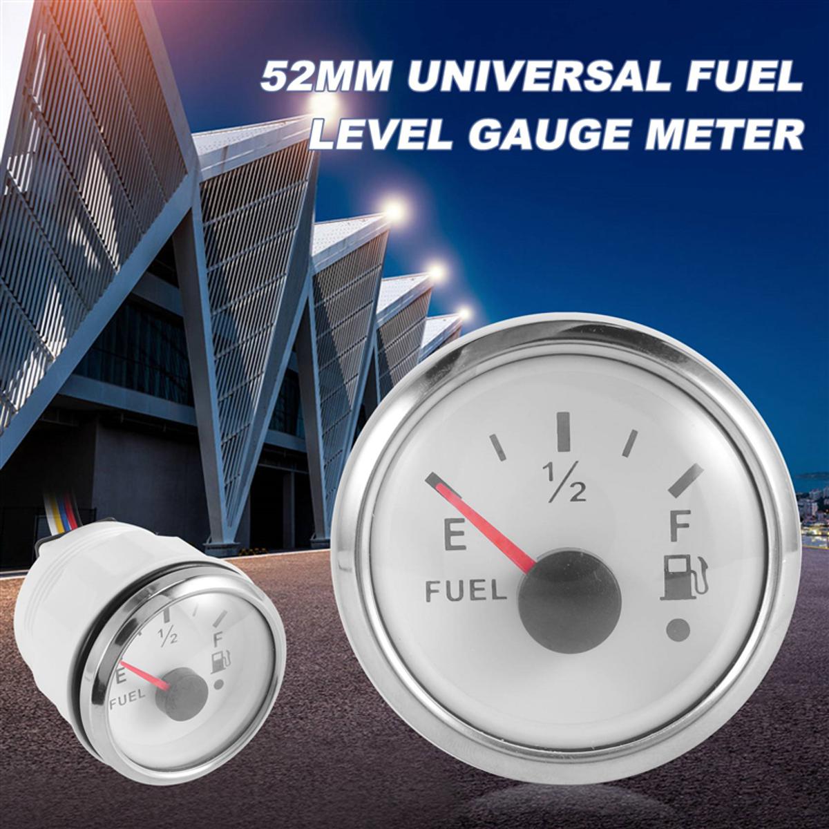 24V Inch 52mm Universal Car Motorcycle Fuel Level Meter Gauge LED Light  Display Fuel Tank Gauge Boat Truck RV