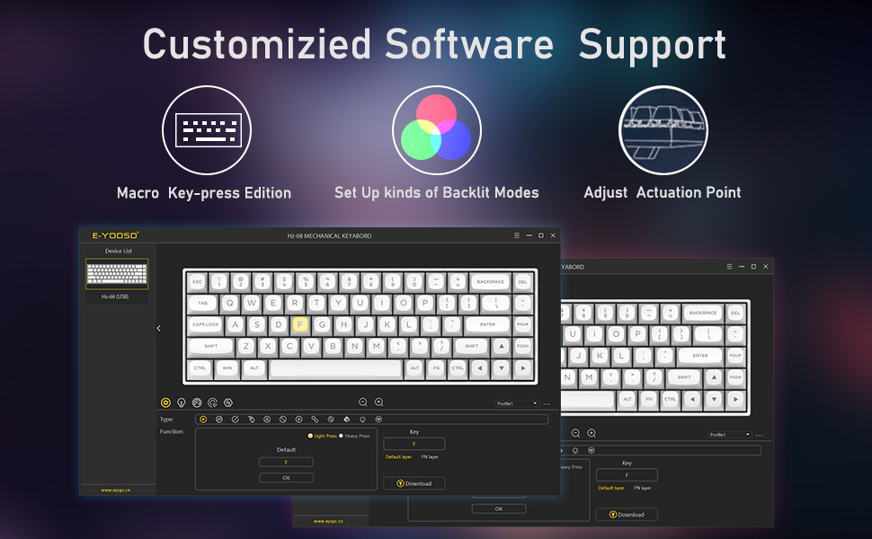 E-YOOSO HZ-68 Wired Rapid 8K Gaming Mechanical Keyboard RGB 68-Keys Hot-Swappable White Pink Magnetic Switches 8000Hz Polling Rate 19 fa173c7bc34b56fafdd42ade6b93af8d