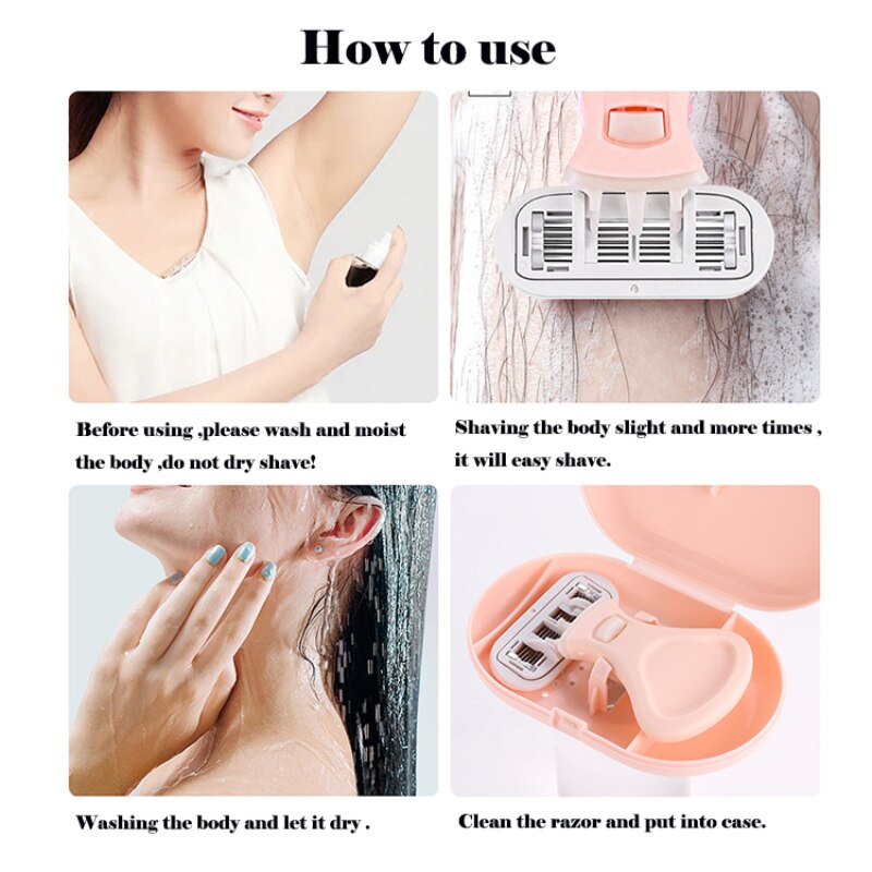 New 6-Layer Blade Lady Razor Women Razor Mini Portable Shave Mane Leg Hair Private Body Manual Razor With Case