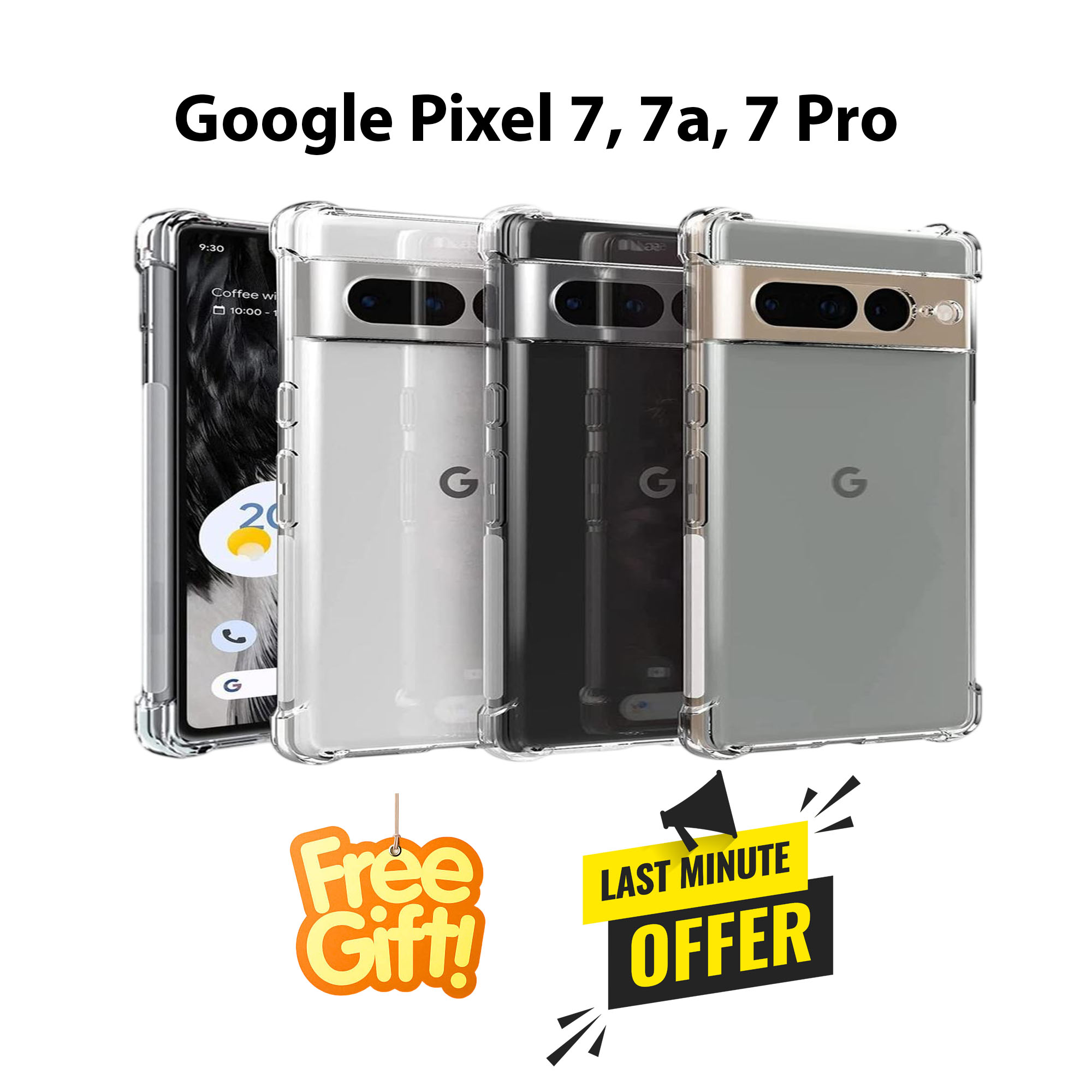 Transparent Back Cover for Google Pixel 7, 7a & 7 Pro